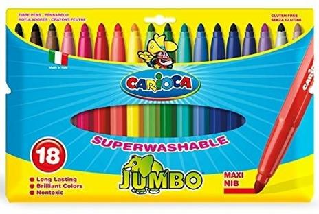 Pennarelli Carioca Jumbo. Confezione 18 colori assortiti
