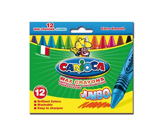 Pastelli a cera maxi Carioca. Confezione 12 colori assortiti