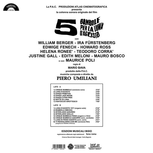 5 Bambole per la luna d'agosto (Colonna Sonora) (140 gr. Limited Edition) - Vinile LP di Piero Umiliani - 3