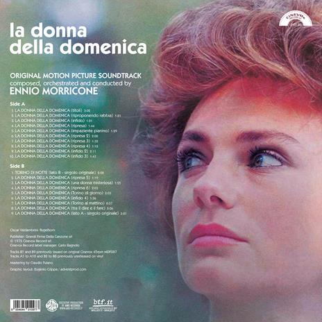 La donna della domenica (Limited Edition -  140 gr. Clear Blue Vinyl) - Vinile LP di Ennio Morricone - 3