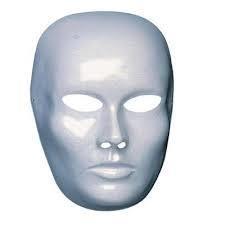 Maschera Viso Medio Bianco Da Pitturare In Plastica