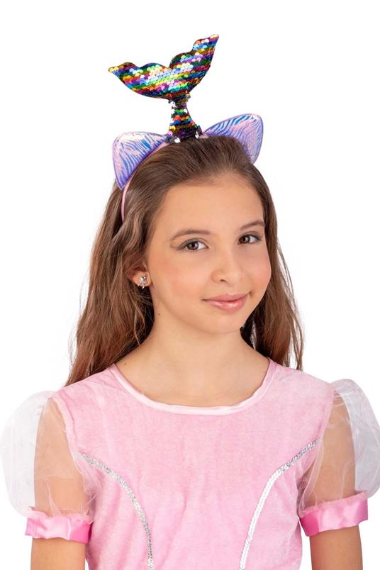 Cerchietto Sirena Multicolor con Paillettes Reversibili Su Cartoncino