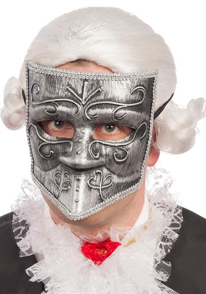 Maschera Bautta Argento In Plastica Rigida