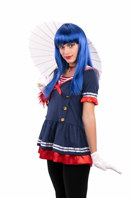 Parrucca Lunga Liscia Blu con Frangia