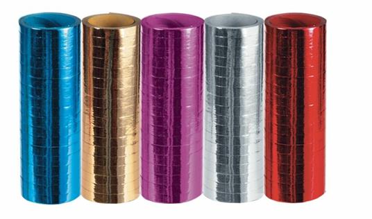 5 Stelle Filanti Metallizzate 18 Rot.Mm.7 Mt. 4 Ca. In Termoretraibile Col.Ass.