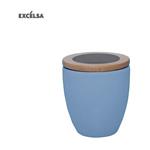 Excelsa Barattolo In Ceramica Con Tappo In Legno Azzurro Accessori Cucina