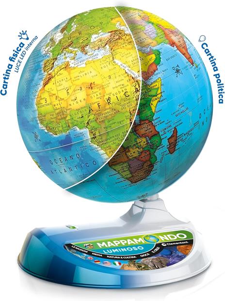 Clementoni Sapientino Più - Mappamondo Luminoso, Gioco Educativo per Bambini dai 7 Anni in su, Globo Educativo 22cm - 2