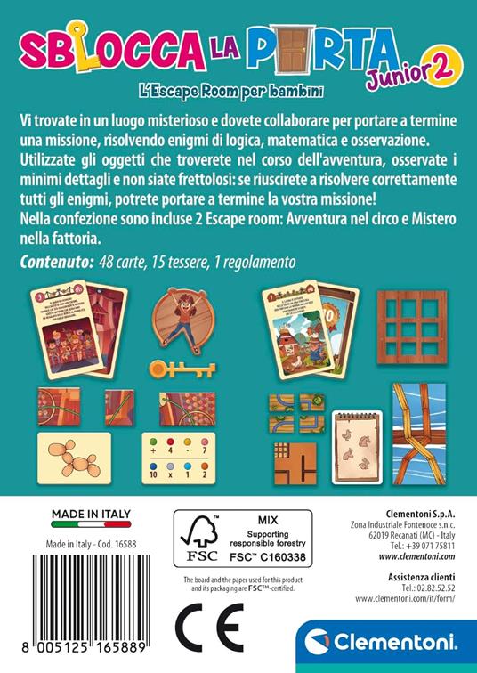 Clementoni - Sblocca la Porta Junior 2, Gioco da Tavolo, 2 Escape Room 6+ Anni e Adulti, 1-6 Giocatori - 3