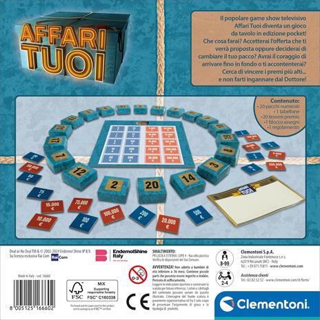 Clementoni Giochi da Tavolo - Affari Tuoi RAI Pocket - Gioco di Società Adulti e Bambini 8 Anni, Strategia, Divertimento - 3