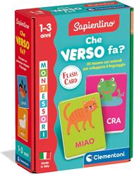 Clementoni Sapientino Montessori - Che Verso Fa, Gioco Educativo, 30 Flashcards Montessori per Bambini 1-3 Anni