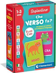 Giocattolo Clementoni Sapientino Montessori - Che Verso Fa, Gioco Educativo, 30 Flashcards Montessori per Bambini 1-3 Anni Clementoni