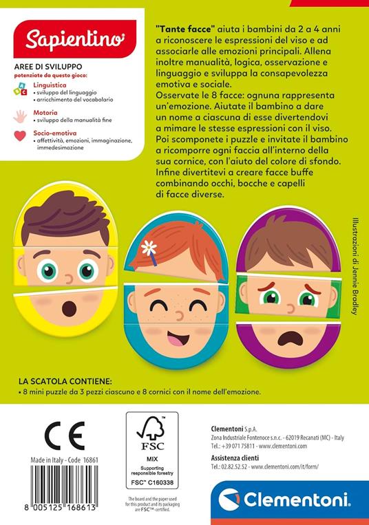 Clementoni Sapientino - Tante Facce, Gioco Educativo Bambini 2-4 Anni, con Tessere Intercambiabili - 3