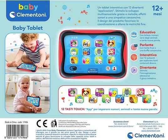 Clementoni Baby Baby Tablet, Gioco Interattivo con Luci e Suoni, Bambini 12-36 Mesi, Insegna Numeri, Lettere, Animali - 3