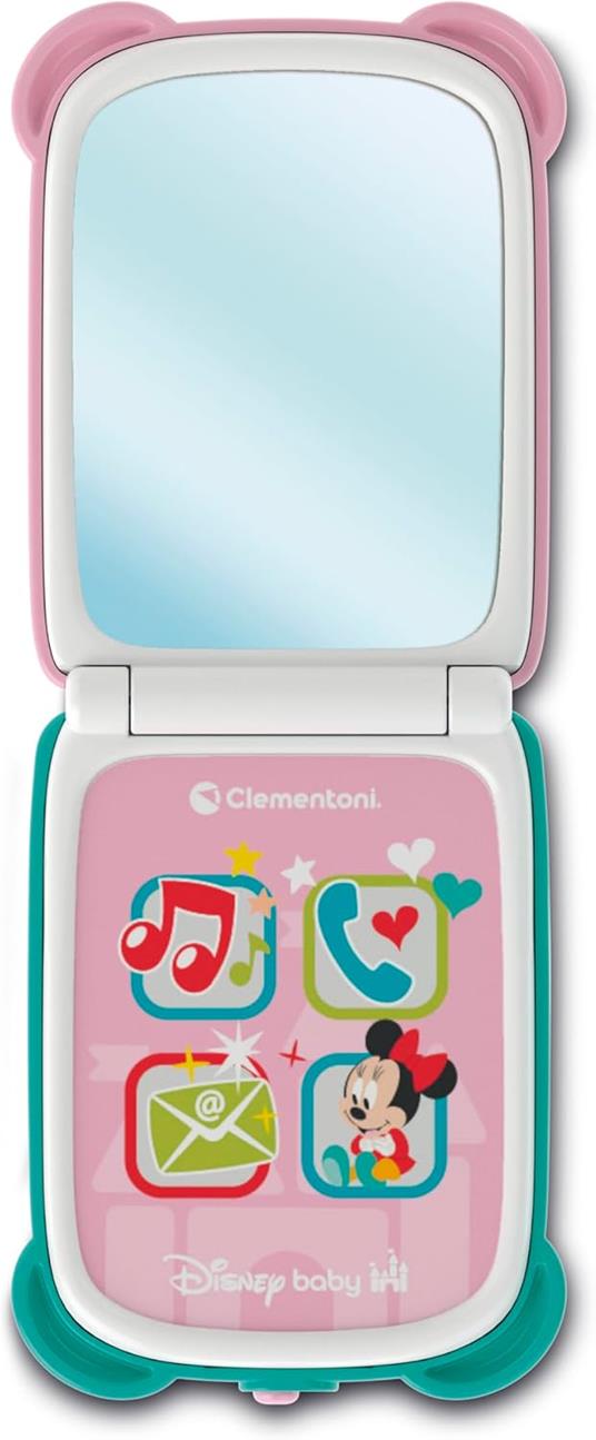 Clementoni Disney Baby - Minnie Flip Phone, Telefono Bambini 9-36 Mesi, Centro attività con 4 Tasti per Stimolare Il Gioco - 5