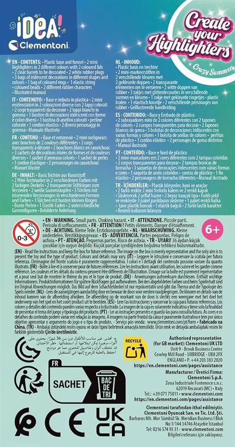 Clementoni Idea - Create Your Highlighters: Crazy Summer, Laboratorio degli Evidenziatori Personalizzati, Kit Creativo - 3