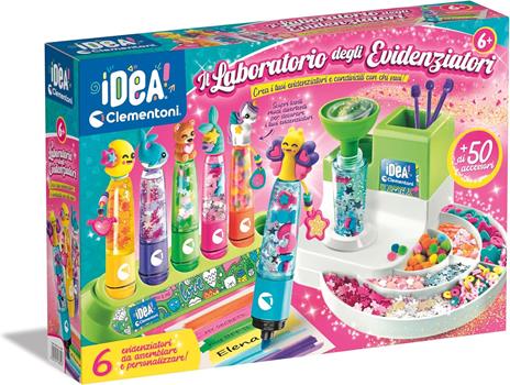 Clementoni Idea - Laboratorio degli Evidenziatori Personalizzati, Kit Creativo per Bambini 6+ Anni
