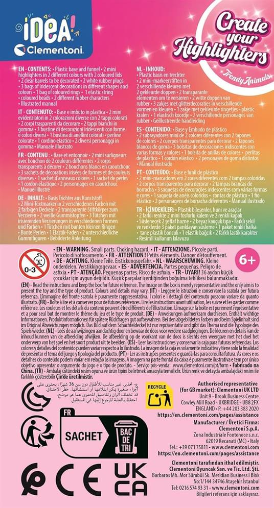 Clementoni Idea - Create Your Highlighters: Trendy Animals, Laboratorio degli Evidenziatori Personalizzati, Kit Creativo - 3