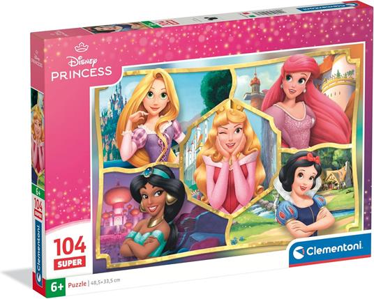 Clementoni - Puzzle per Bambini 104 Pezzi Supercolor, per Bambini 6+ Anni, Illustrazione Disney Princess, Idea Regalo
