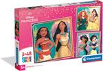 Clementoni - Puzzle per Bambini 3x48 Pezzi Supercolor, per Bambini 5+ Anni, Illustrazioni Disney Princess, Idea Regalo