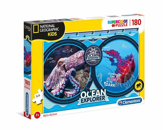 Clementoni 29205 National Geographic Kids Ocean Expedition 180 Pezzi Made In Italy Puzzle Bambini 7 Anni +