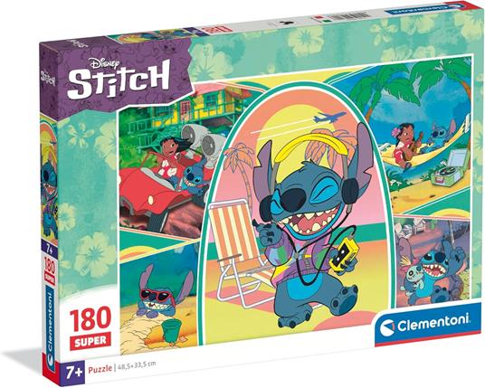 Clementoni - Puzzle per Bambini 180 Pezzi Supercolor, per Bambini 7+ Anni, Illustrazione Disney Stitch, Idea Regalo