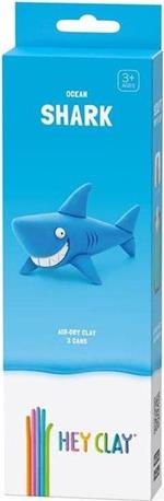 Hey Clay Shark, pasta modellabile small set Squalo. Argilla da Modellare per Bambini in confezione piccola da 1 soggetto con 3 colori. Set Sharkey personaggio squaletto. Con App interattiva. Atossica