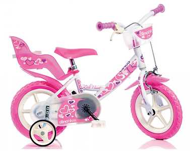 Giocattolo Bicicletta bimba ruota 12 rosa e bianca Dino Bikes