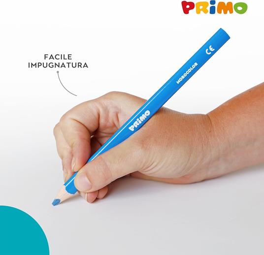 PRIMO - Matite Colorate Bambini +3 Anni a Triangolo Ergonomiche Mina Ø5 mm 12 Colori a Matita Professionali Sfumabili - 4