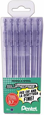 Penna a sfera Superb BK77 inchiostro blu, punta fine 0.7. Confezione 5 pezzi
