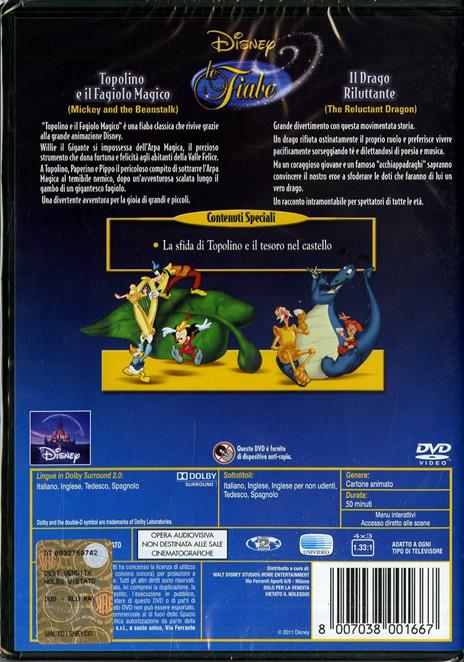 Le fiabe Walt Disney. Topolino e il fagiolo magico - Il drago riluttante (DVD) di Ford Beebe,Jasper Blystone,Jim Handley,Jack Kinney,Hamilton Luske,Erwin Verity,Alfred L. Werker - DVD - 2
