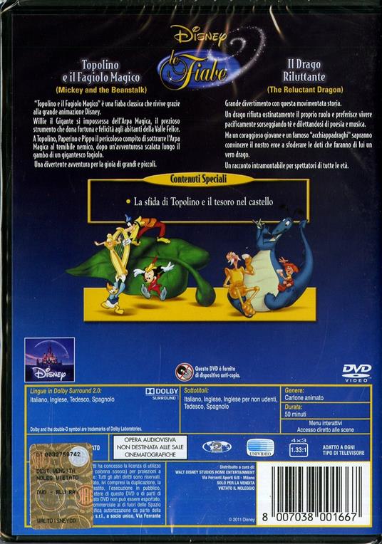 Le fiabe Walt Disney. Topolino e il fagiolo magico - Il drago riluttante (DVD) di Ford Beebe,Jasper Blystone,Jim Handley,Jack Kinney,Hamilton Luske,Erwin Verity,Alfred L. Werker - DVD - 2