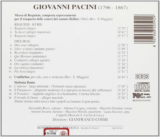 Messa da Requiem - CD Audio di Giovanni Pacini - 2