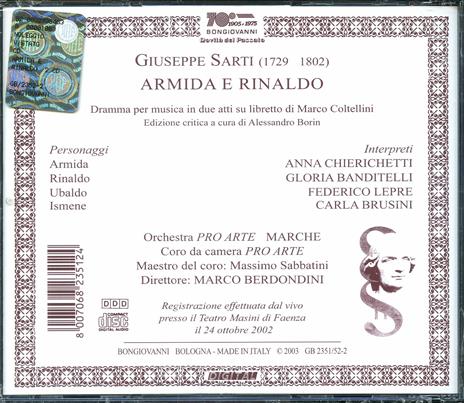 Armida e Rinaldo - CD Audio di Giuseppe Sarti - 2