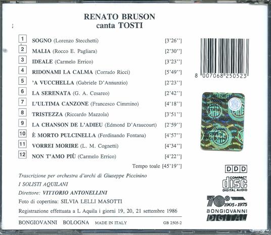 Renato Bruson canta Tosti - CD Audio di Francesco Paolo Tosti,Renato Bruson - 2