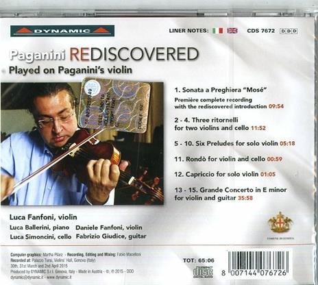 Rediscovered - CD Audio di Niccolò Paganini,Luca Fanfoni - 2