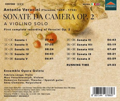 Sonate da camera op.2 - CD Audio di Antonio Veracini,Ensemble Opera Qvinta - 2