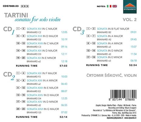 Sonatas For Solo Violin Vol.2 - CD Audio di Giuseppe Tartini - 2