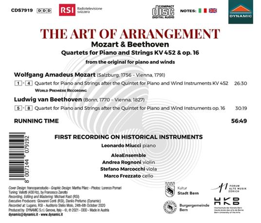 Quartets for Piano and String KV452 & op.16 - CD Audio di Wolfgang Amadeus Mozart - 2