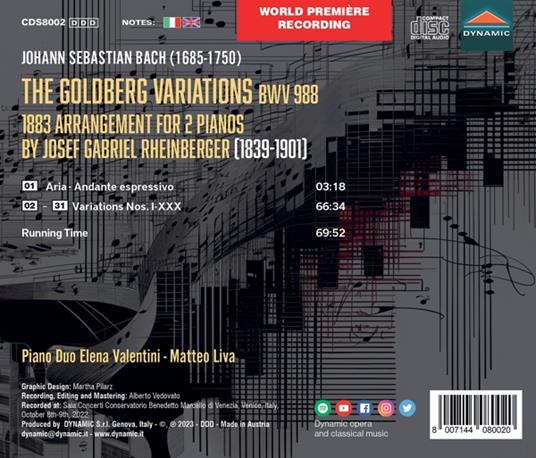 Die Goldberg-Variationen Bwv 988 - CD Audio di Matteo Liva - 2