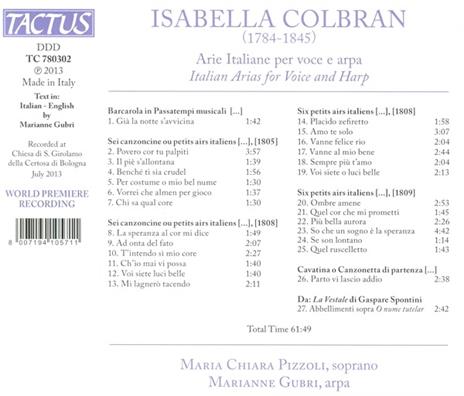 Arie italiane per voce e arpa - CD Audio di Isabella Colbran,Maria Chiara Pizzoli,Marianne Gubri - 2