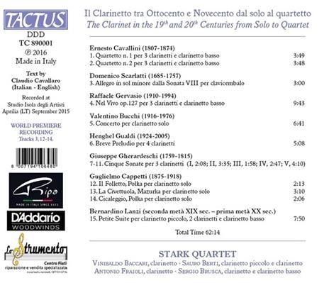 Il clarinetto tra Ottocento e Novecento - CD Audio di Stark Quartet - 2