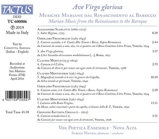 Ave Virgo Gloriosa - CD Audio di Vox Poetica,Nova Alta - 2