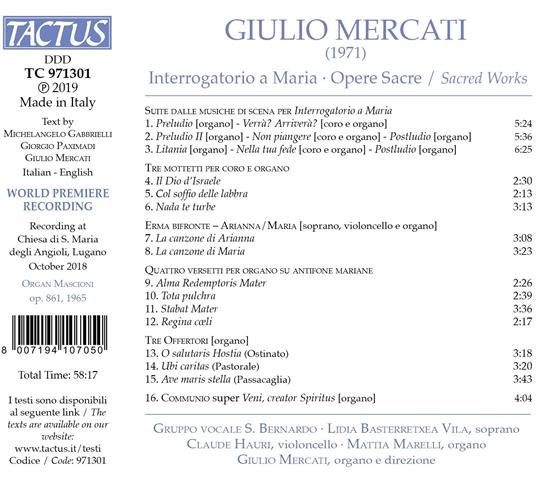 Sacred Works - CD Audio di Giulio Mercati,Gruppo Vocale S. Bernardo - 2