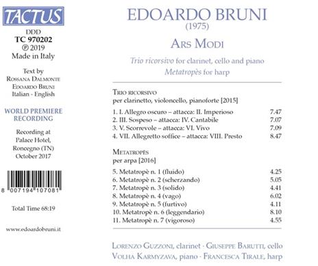 Trio Ricorsivo for Clarinet Cello - CD Audio di Edoardo Bruni - 2