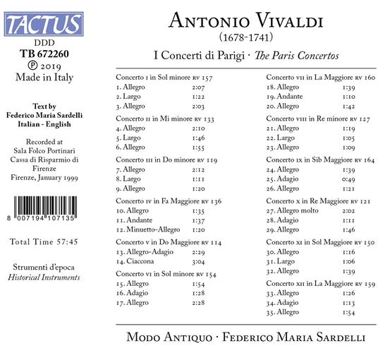 I concerti di Parigi - CD Audio di Antonio Vivaldi,Federico Maria Sardelli,Mondo Antiquo - 2