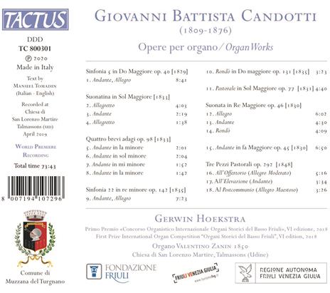 Opere per organo - CD Audio di Gerwin Hoekstra,Giovanni Battista Candotti - 2
