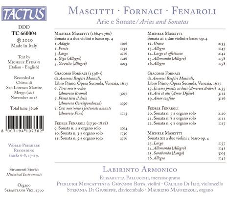 Arie e sonate. Musiche di Mascitti, Fornaci e Fenaroli - CD Audio di Labirinto Armonico - 2