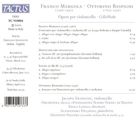 Opere per violoncello - CD Audio di Ottorino Respighi,Franco Margola,Jacopo Francini - 2
