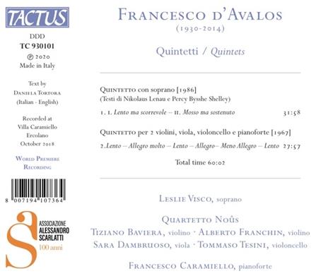 Quintetti - CD Audio di Francesco D'Avalos - 2