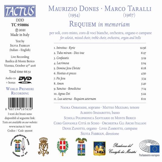 Requiem in Memoriam - CD Audio di Marco Taralli,Maurizio Dones - 2